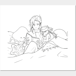 Baby Furina and Young Neuvillette Lineart | Genshin Posters and Art